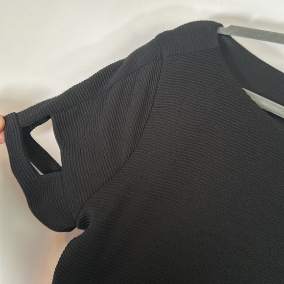 ASOS Black Hip & Thigh Cutout Ribbed Dress Size 14 - Picture 7 of 12